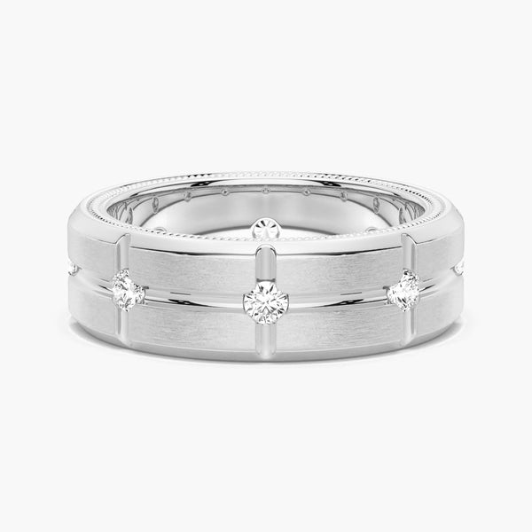 7.5mm Two Tone Matte Finish Moissanite Men's Band