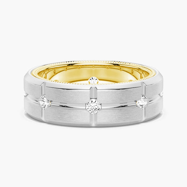 7.5mm Two Tone Matte Finish Moissanite Men's Band