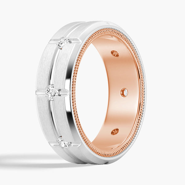 7.5mm Two Tone Matte Finish Moissanite Men's Band