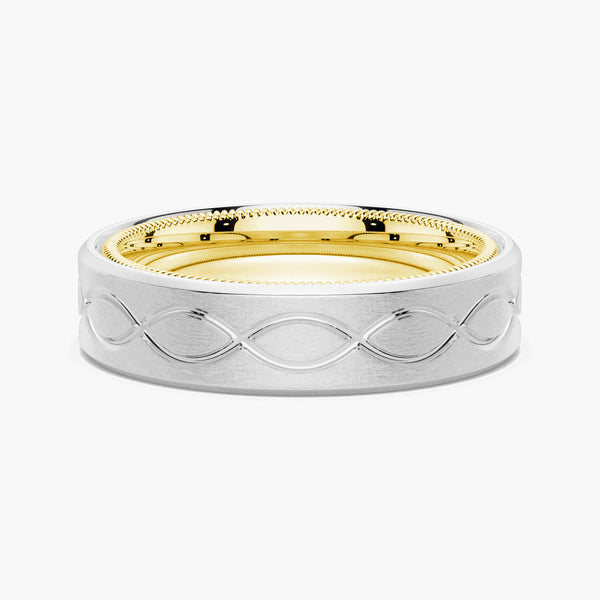 7.5mm Two Tone Matte Finish Infinity Design Men's Band