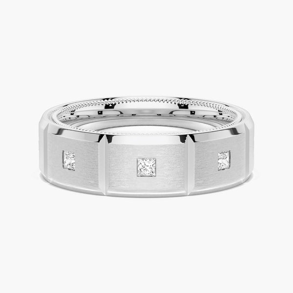 8mm Two Tone Matte Finish Princess Cut Moissanite Men's Band