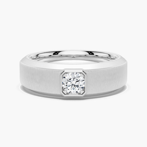 6.5mm Beveled Edge Solitaire Moissanite Men's Band