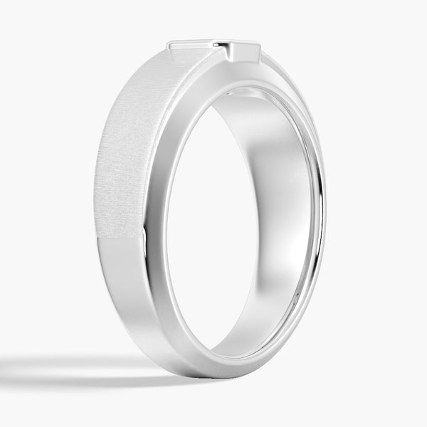 6.5mm Beveled Edge Solitaire Moissanite Men's Band
