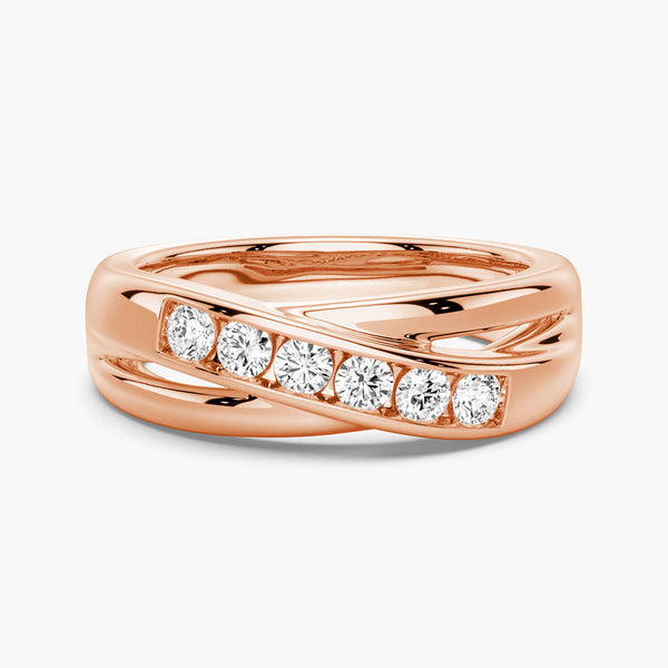 5mm Crossover Channel Set Moissanite Men's Wedding Band