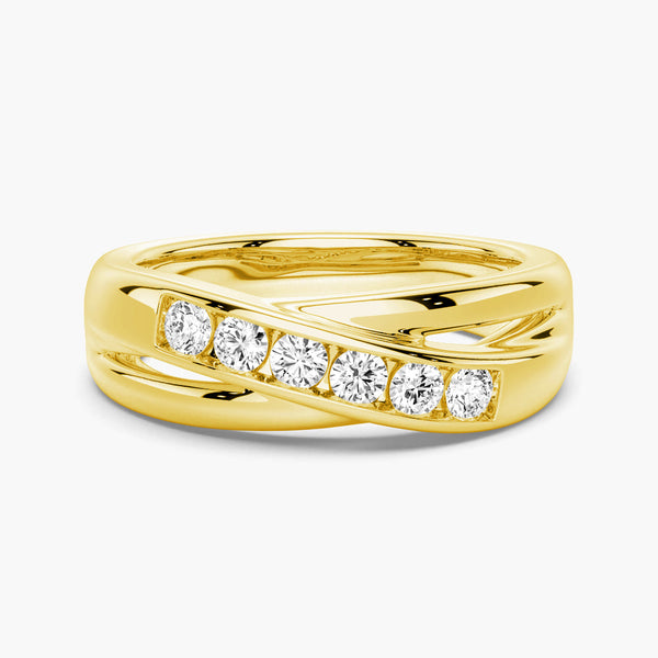 5mm Crossover Channel Set Moissanite Men's Wedding Band