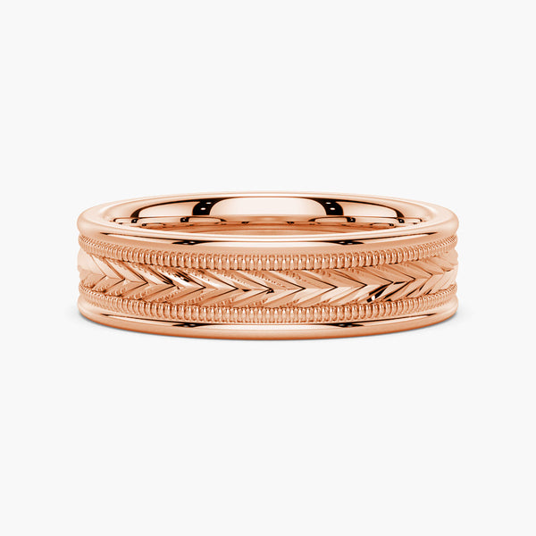 6mm Arrow Pattern Minimalist Men's Wedding Band