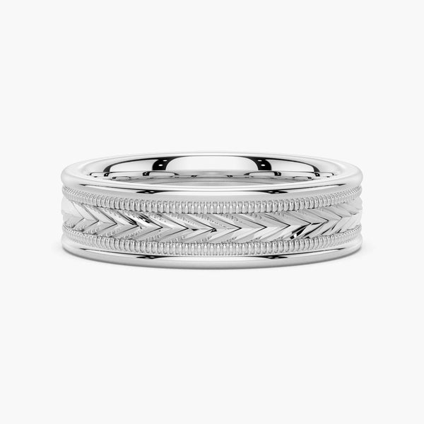 6mm Arrow Pattern Minimalist Men's Wedding Band