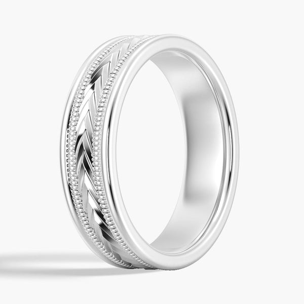 6mm Arrow Pattern Minimalist Men's Wedding Band