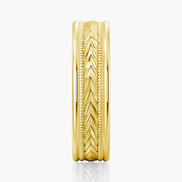 6mm Arrow Pattern Minimalist Men's Wedding Band