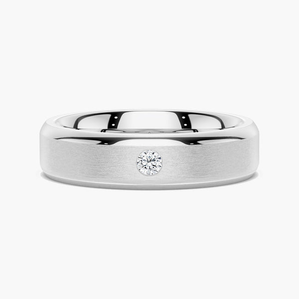 6mm Bezel Set Moissanite Men's Wedding Ring With Beveled Edges