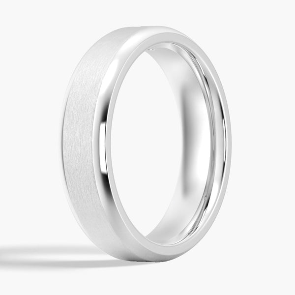 6mm Bezel Set Moissanite Men's Wedding Ring With Beveled Edges