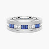 7.5mm Sapphire And Moissanite Men's Wedding Band