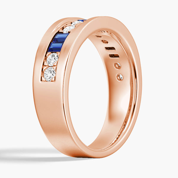 7.5mm Sapphire And Moissanite Men's Wedding Band