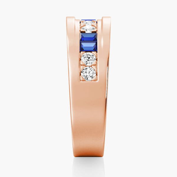 7.5mm Sapphire And Moissanite Men's Wedding Band