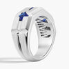 8mm Brush Finish Princess Cut Sapphire Men's Wedding Band