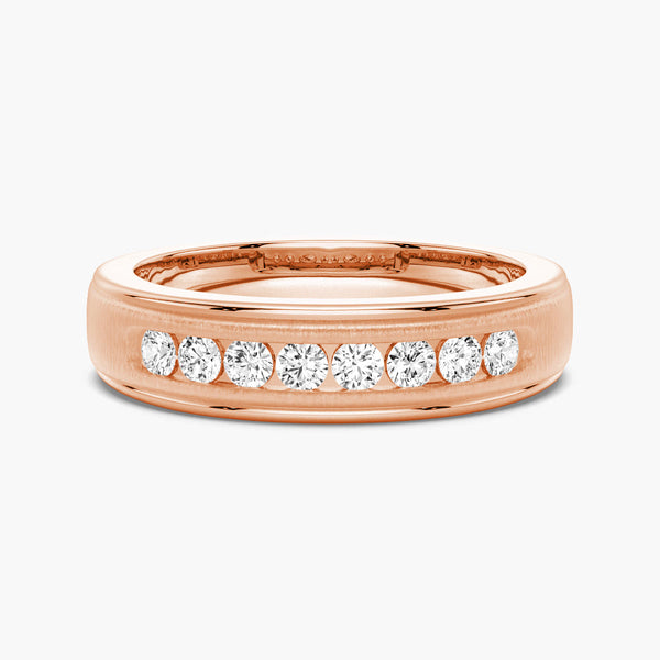 7mm Brush Finish Channel Set Moissanite Men's Wedding Band