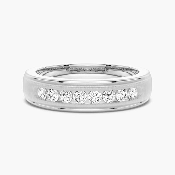 7mm Brush Finish Channel Set Moissanite Men's Wedding Band