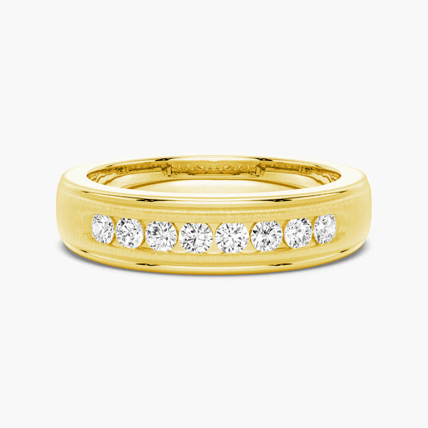 7mm Brush Finish Channel Set Moissanite Men's Wedding Band