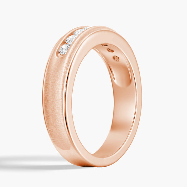 7mm Brush Finish Channel Set Moissanite Men's Wedding Band