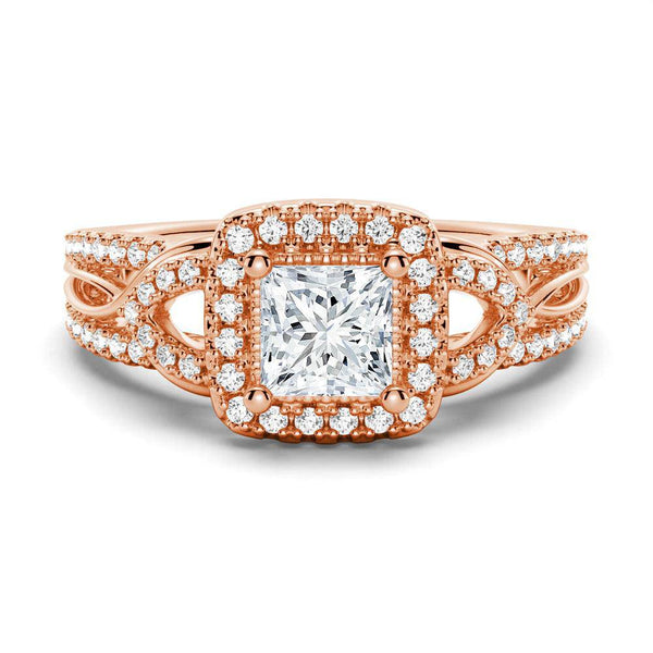 Princess Cut Moissanite Vintage Engagement Ring With Infinite Band