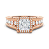 Milgrain Vintage Princess Cut & Round Moissanite Engagement Ring
