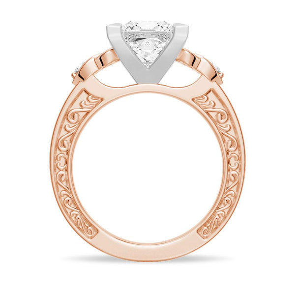 Vintage Celtic Knots Design Princess Cut Moissanite Engagement Ring