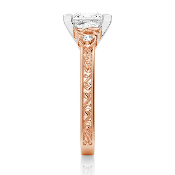 Vintage Celtic Knots Design Princess Cut Moissanite Engagement Ring