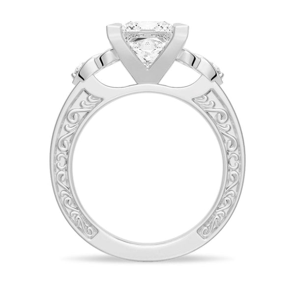 Vintage Celtic Knots Design Princess Cut Moissanite Engagement Ring