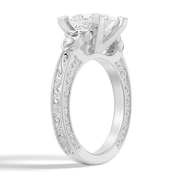 Vintage Celtic Knots Design Princess Cut Moissanite Engagement Ring