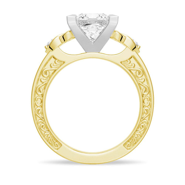 Vintage Celtic Knots Design Princess Cut Moissanite Engagement Ring