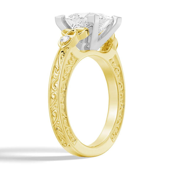 Vintage Celtic Knots Design Princess Cut Moissanite Engagement Ring