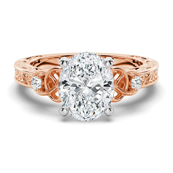 Vintage Celtic Knots Design Oval Moissanite Engagement Ring