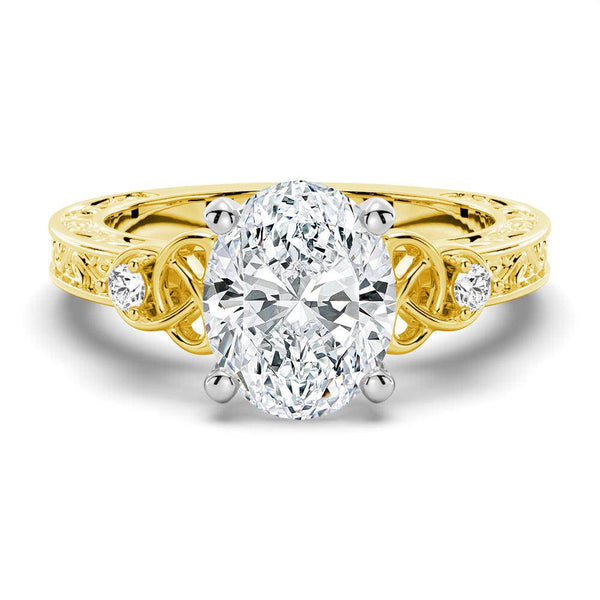 Vintage Celtic Knots Design Oval Moissanite Engagement Ring
