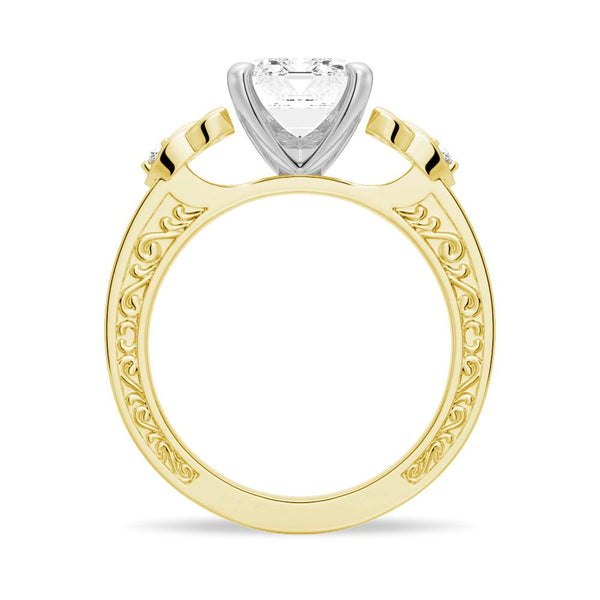 Vintage Celtic Knots Design Emerald Cut Moissanite Engagement Ring