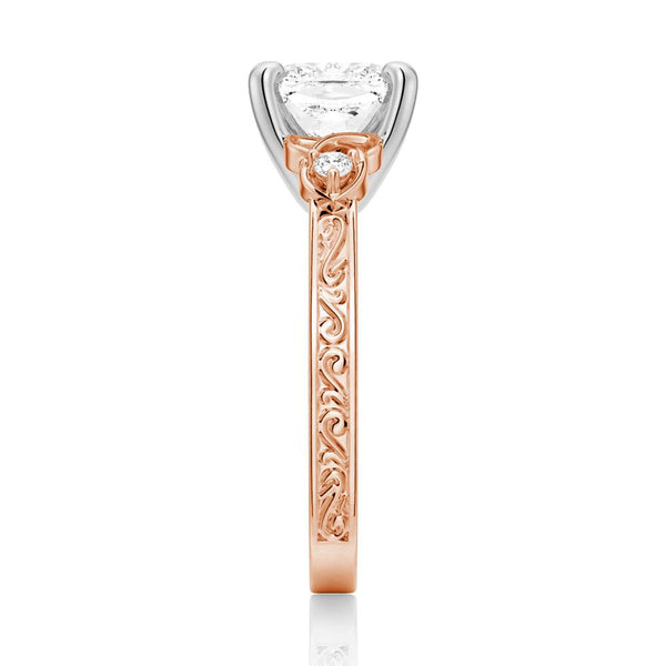 Vintage Celtic Knots Design Cushion Cut Moissanite Engagement Ring