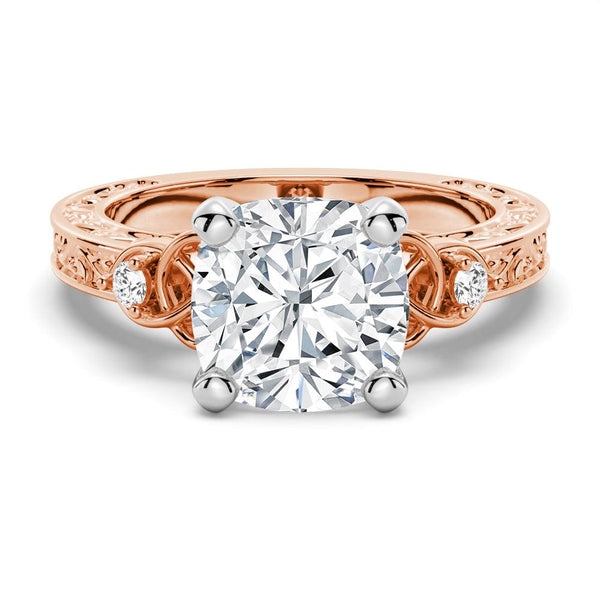 Vintage Celtic Knots Design Cushion Cut Moissanite Engagement Ring