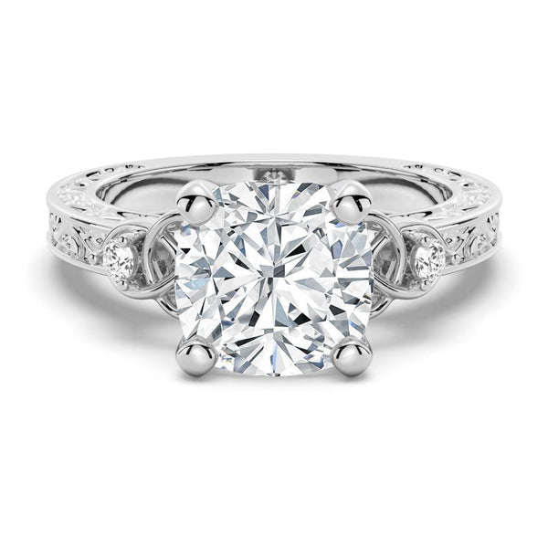 Vintage Celtic Knots Design Cushion Cut Moissanite Engagement Ring