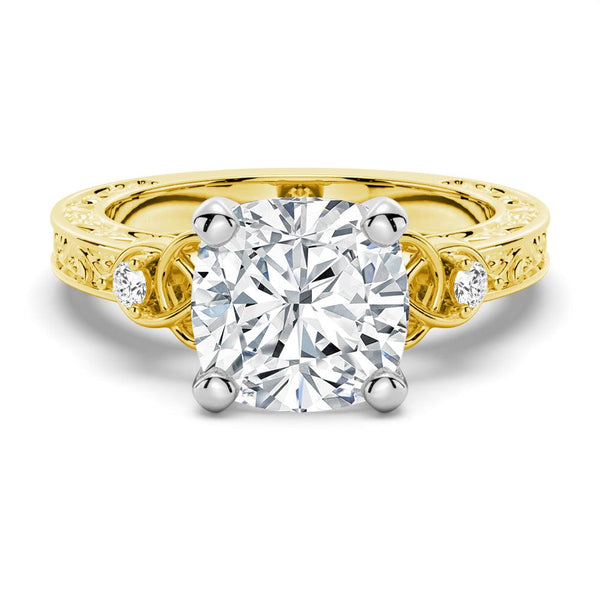 Vintage Celtic Knots Design Cushion Cut Moissanite Engagement Ring