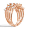 4 Row Round Cluster Moissanite Anniversary Fashion Ring