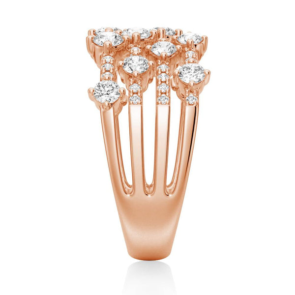 4 Row Round Cluster Moissanite Anniversary Fashion Ring