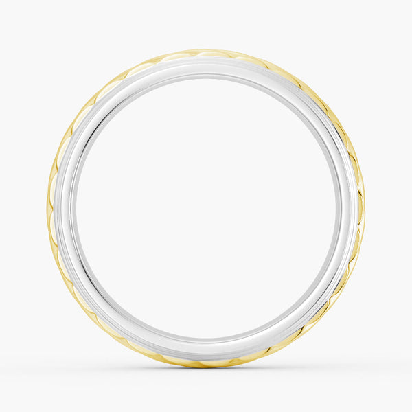 7mm Two Tone Carved Men's Wedding Band