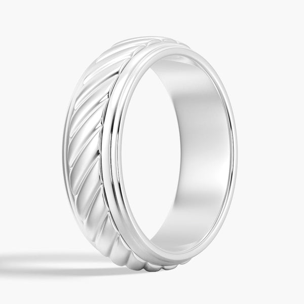7mm Two Tone Carved Men's Wedding Band
