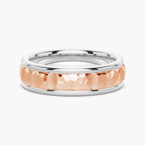 7mm Two Tone Hammered Men's Wedding Band