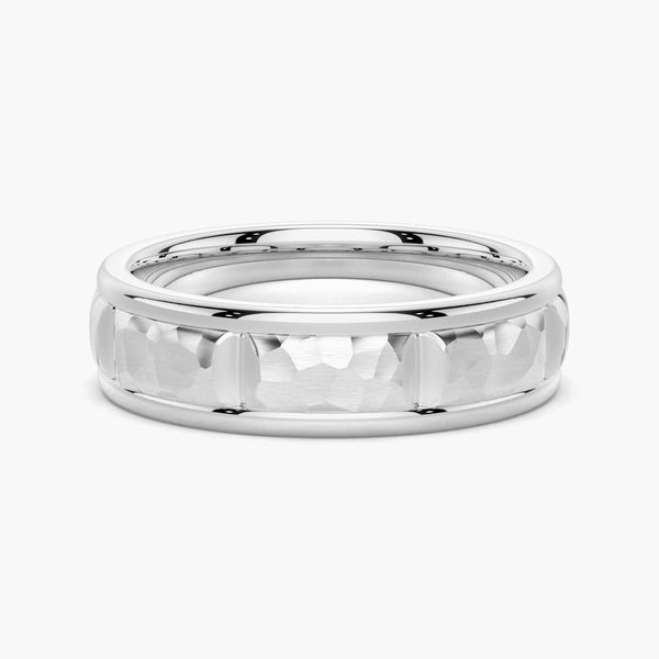 7mm Two Tone Hammered Men's Wedding Band