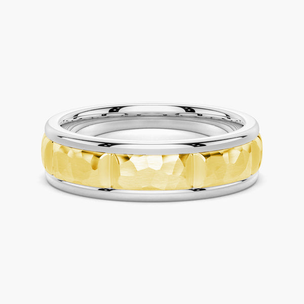 7mm Two Tone Hammered Men's Wedding Band