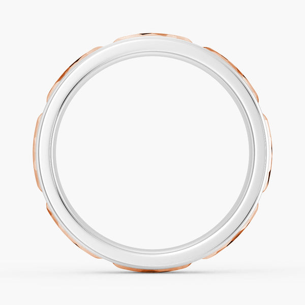 7mm Two Tone Hammered Men's Wedding Band