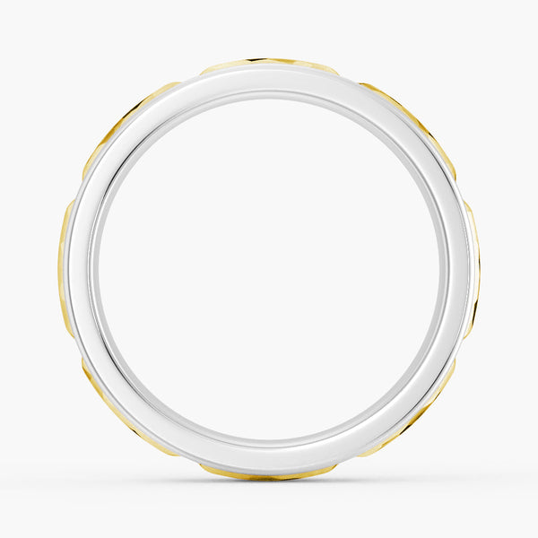 7mm Two Tone Hammered Men's Wedding Band