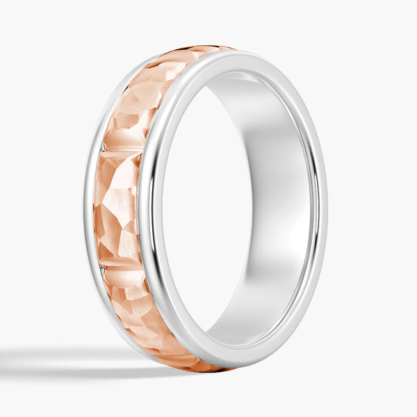 7mm Two Tone Hammered Men's Wedding Band