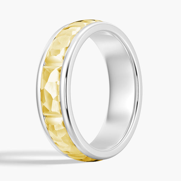 7mm Two Tone Hammered Men's Wedding Band