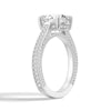 Round Pave Moissanite Cathedral Engagement Ring With Hidden Halo